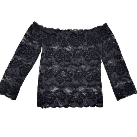 GUESS Black Lace Cold Shoulder top - Picture 3 of 8